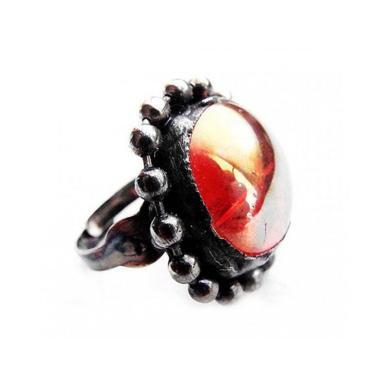 Czerwień w koronie - regulowany pierścionek