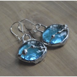 Turkusowe krople - witrażowe kolczyki