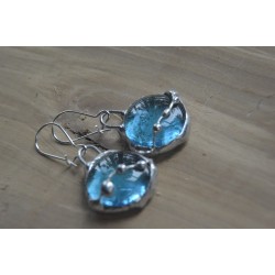 Turkusowe krople - witrażowe kolczyki