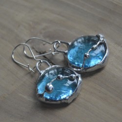 Turkusowe krople - witrażowe kolczyki