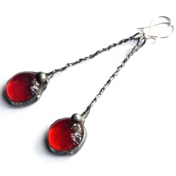 Red long - witrażowe kolczyki