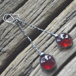 Red long - witrażowe kolczyki