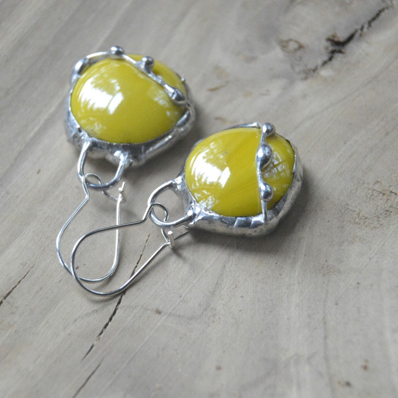 Bahama Yellow - witrażowe kolczyki