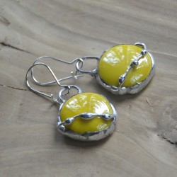Bahama Yellow - witrażowe kolczyki