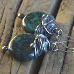 Chryzokola - witrażowe kolczyki