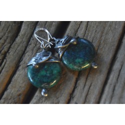 Chryzokola - witrażowe kolczyki