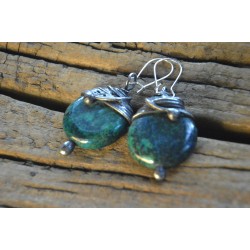 Chryzokola - witrażowe kolczyki
