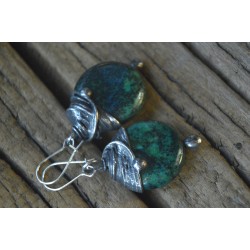 Chryzokola - witrażowe kolczyki