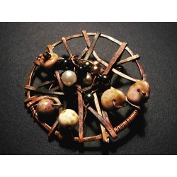 Grochy na okrągło - Broszka z miedzi