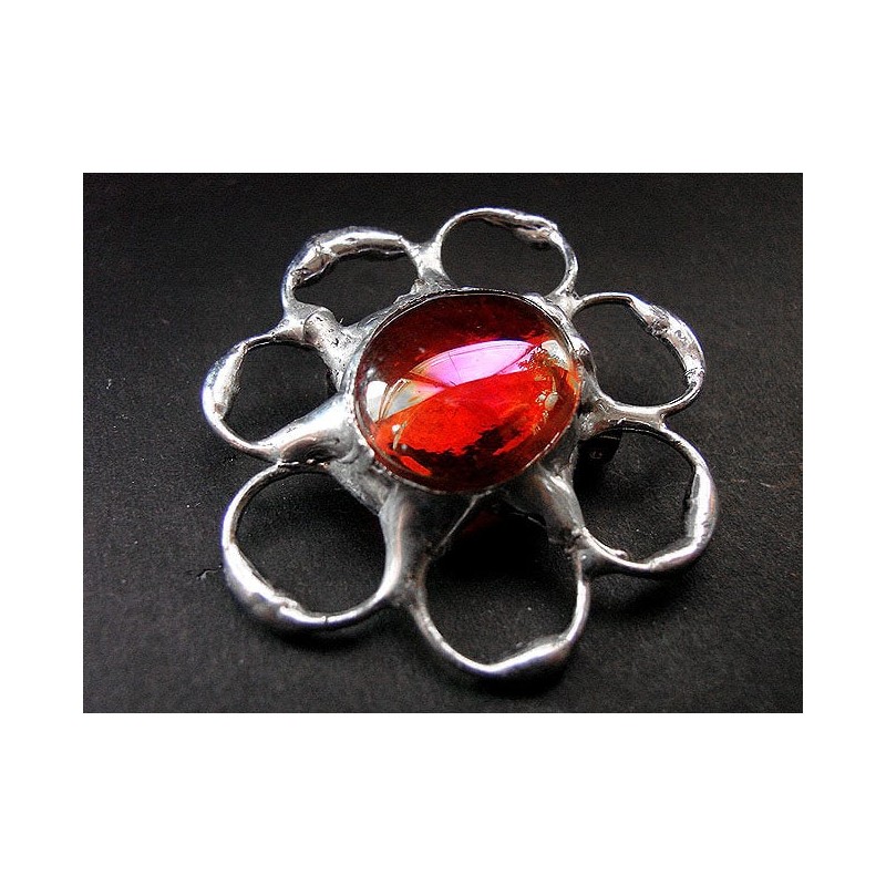 Czerwony kwiatek  - Broszka