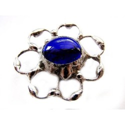 Granatowy kwiatek  - Broszka