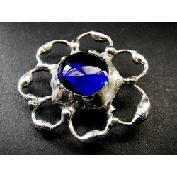 Granatowy kwiatek  - Broszka
