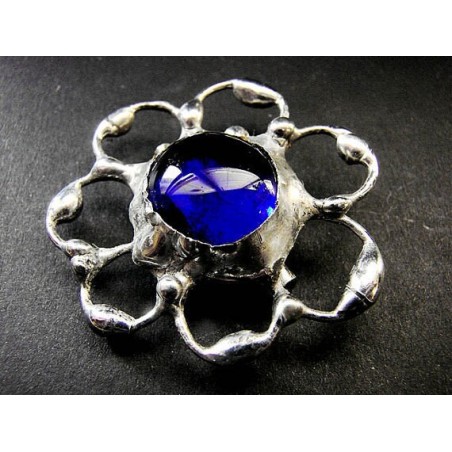 Granatowy kwiatek  - Broszka