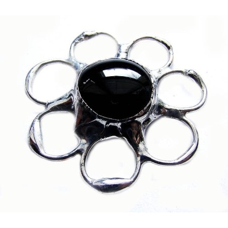 Czarny kwiatek  - Broszka