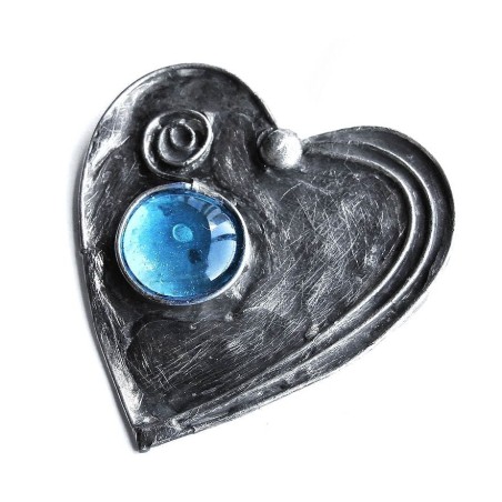 Turkusowa  - broszka serce