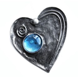 Turkusowa  - broszka serce