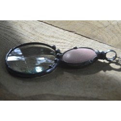 Różana  - wisior witrażowy lupa do czytania z howlitem