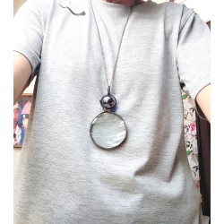 Granatowa kula  - wisior witrażowy lupa do czytania