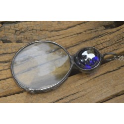 Granatowa kula  - wisior witrażowy lupa do czytania