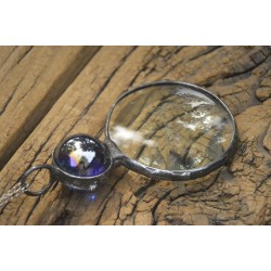 Granatowa kula  - wisior witrażowy lupa do czytania